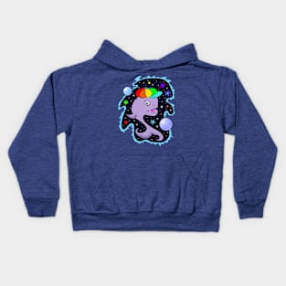 Space Whale Rainbow Hat Kids Hoodie